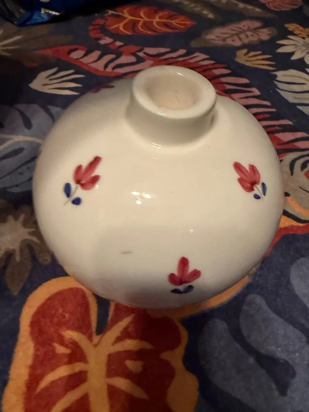 Vintage Hand Painted Ceramic Taper Candle Holder Floral Cottagecore Farmhouse
